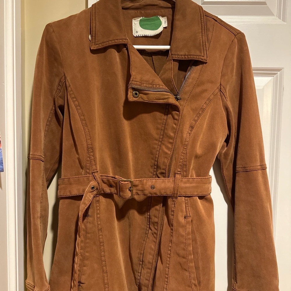 Anthropologie Corduroy Belted Utility Jacket Brown Medium